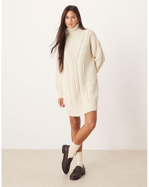 Aware Chunky Cable Knitted Oversized Jumper Dress in Natural | Lyst Aware Chunky Cable Knitted Oversized Jumper Dress in Natural | Lyst