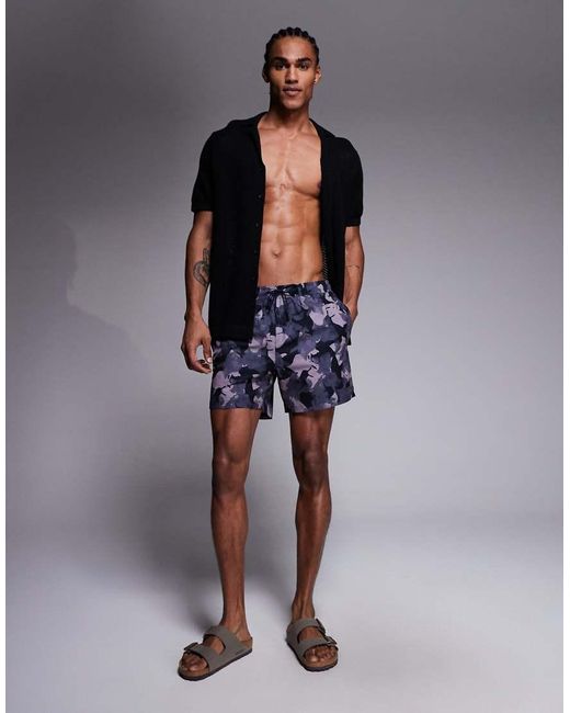 Boss Blue Boss Pike Leaf Print Swim Shorts for men