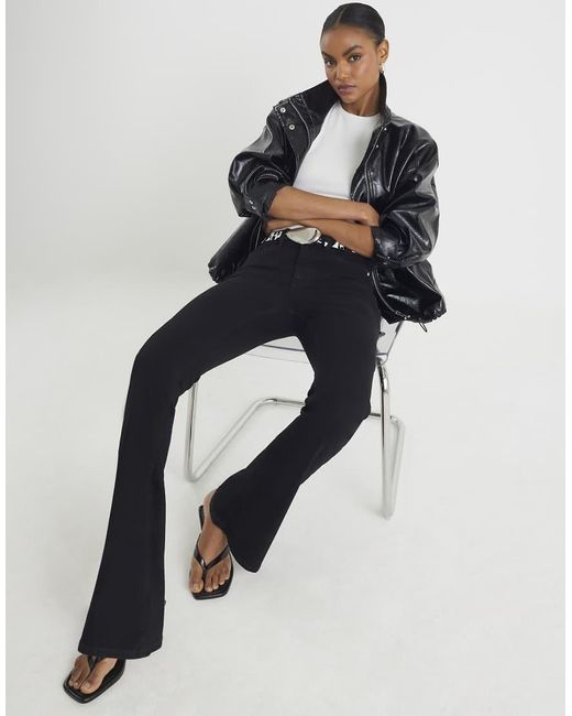 River Island Blue High Rise Sculpt Flare Jeans