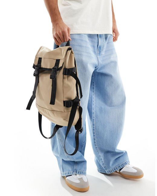 Petit sac à dos en caoutchouc avec sangle contrastante - taupe ASOS pour homme en coloris Natural