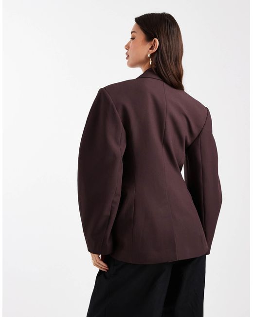 ASOS Brown Tailored Cocoon Sleeve Double Breasted Blazer