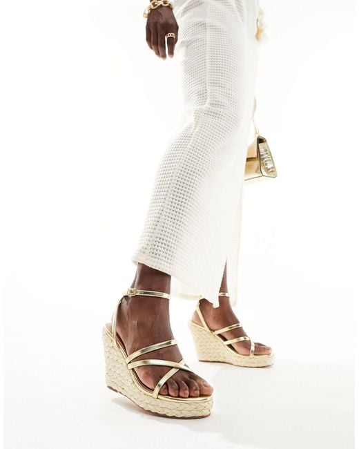 French Connection Metallic Wedge Strappy Sandals