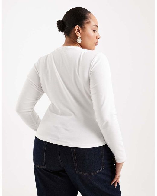 ONLY White V-neck Long Sleeve Top