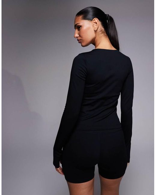Nike Black Nike One Training Long Sleeve Fitted Top