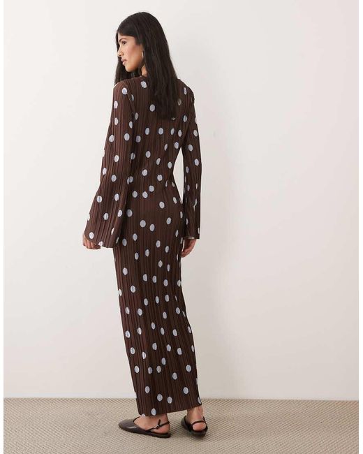 ASOS Multicolor Plisse Long Sleeve Midi Dress