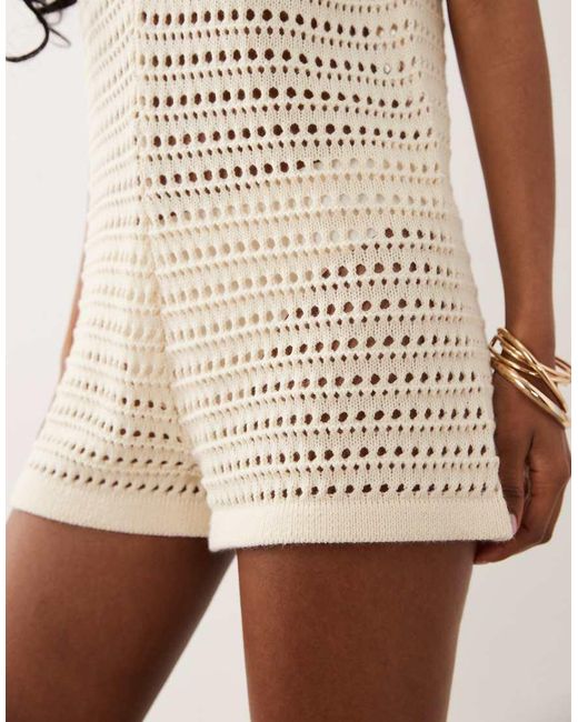 Miss Selfridge Natural Crochet Knit Romper