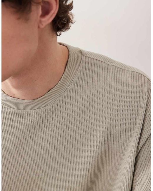 ASOS COLLECTIVE Natural Super Heavyweight Oversized Waffle Texture T-shirt for men