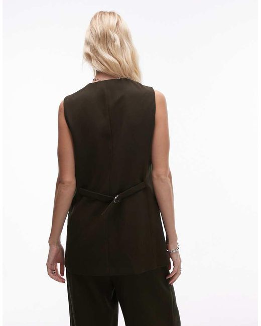 TOPSHOP Aansluitende Lang Gilet in het Black