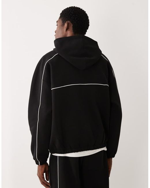 ASOS Black Extreme Oversized Hoodie With Piping for men