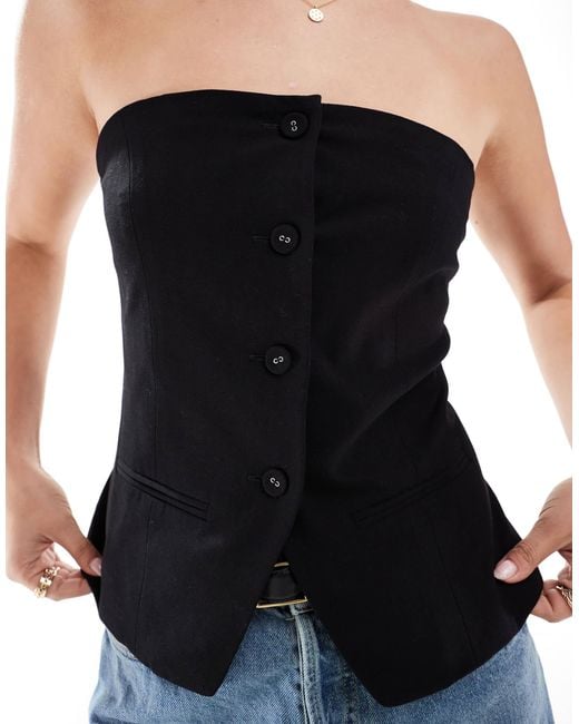 Cotton On Black Luis Strapless Suting Vest