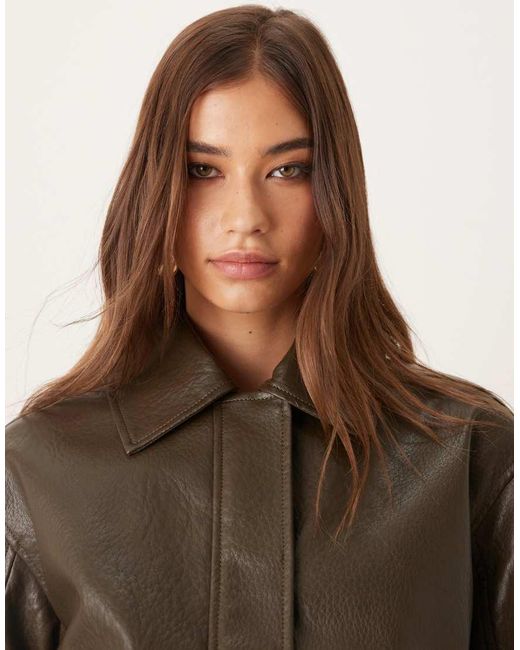 Threadbare Brown Faux Leather Bomber Jacket