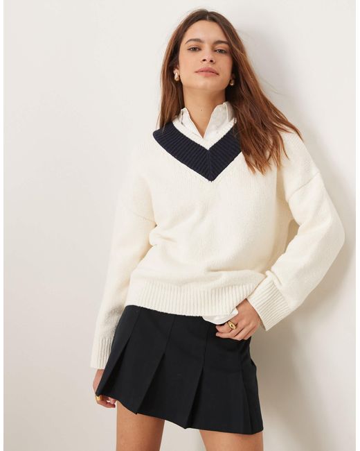 Abercrombie & Fitch White – oversize-pullover
