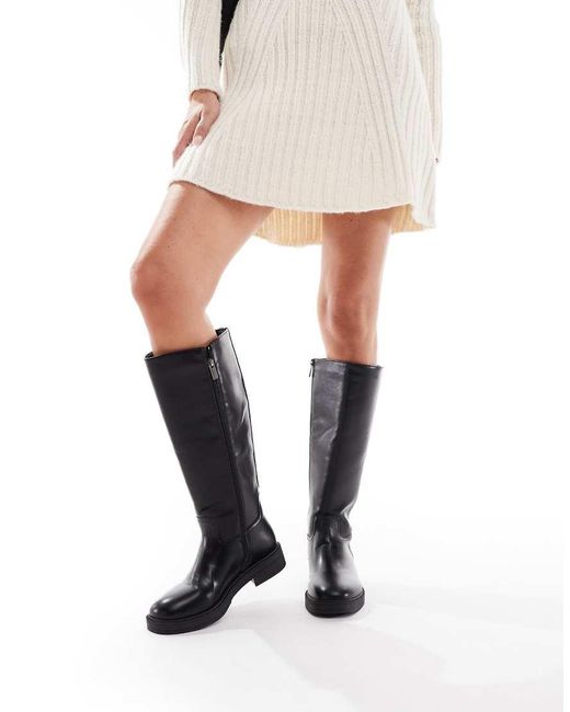 New Look Faux Leather Riding Knee Boot in Black | Lyst UK