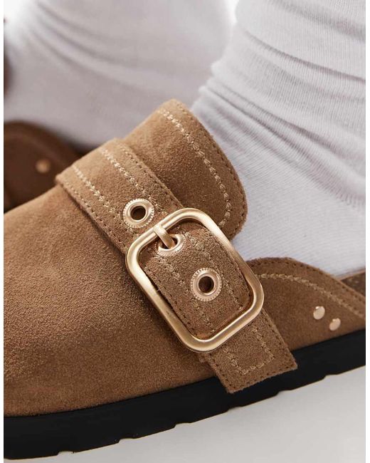 Stradivarius Blue Flat Shoe With Buckle