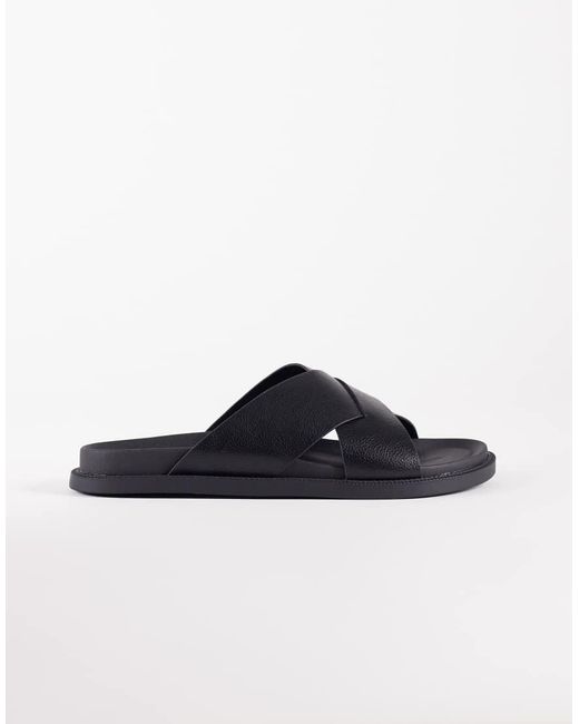 ASOS Black Cross Over Strap Sandals for men