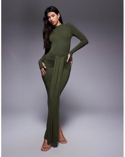 Wanderdoll Green Exclusive Nara Sculpting Second Skin High Neck Long Sleeve Body Co-Ord