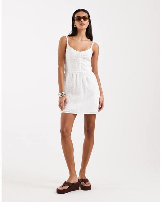 Hollister White Strappy Button Front Mini Dress