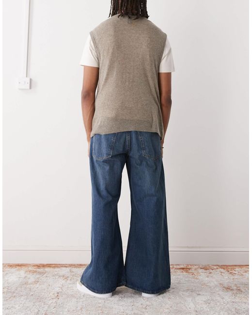 Cheap Monday Blue Rad Super Wide Leg Skater Jeans for men