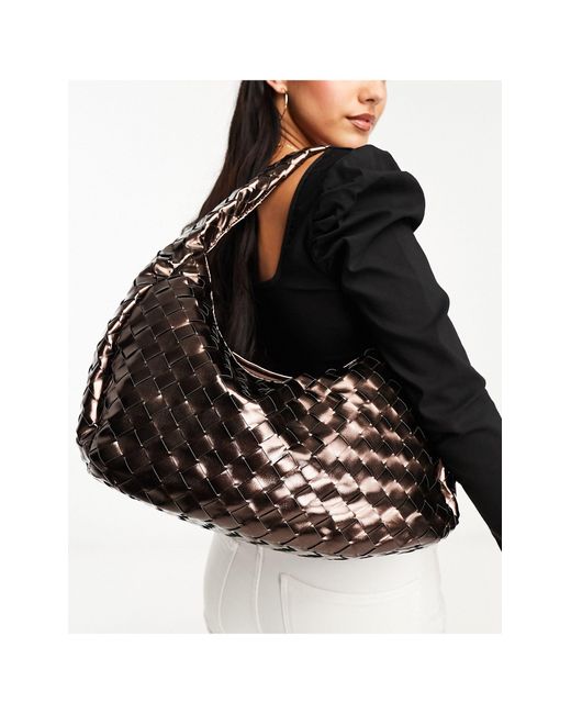 Glamorous Black Woven Oversized Shoulder Bag