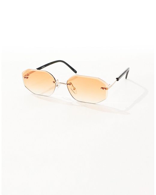 ASOS – 90er-jahre rahmenlose retro-sonnenbrille mit ungetönten und farbenen gläsern in Brown für Herren