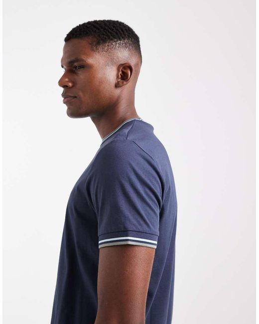 Fred Perry Blue Twin Tipped T-Shirt for men