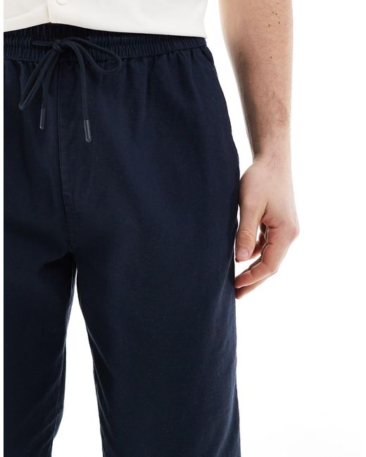 Pantalon à enfiler aspect lin River Island pour homme en coloris Blue