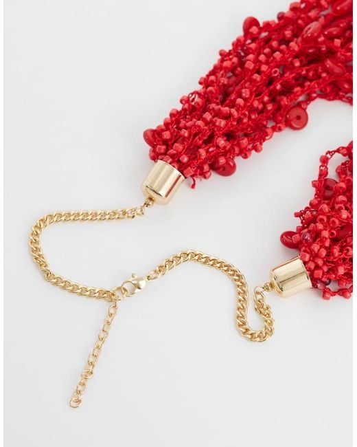 ASOS Red Limited Edition Multi-row Faux Semi-precious Chipping Necklace