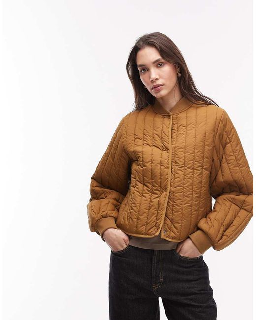 Rains Brown 21760 Banja Water Repellent Quilted Liner Bomber Jacket