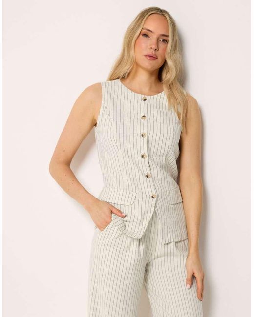 Long Tall Sally Natural Pinstripe Waistcoat