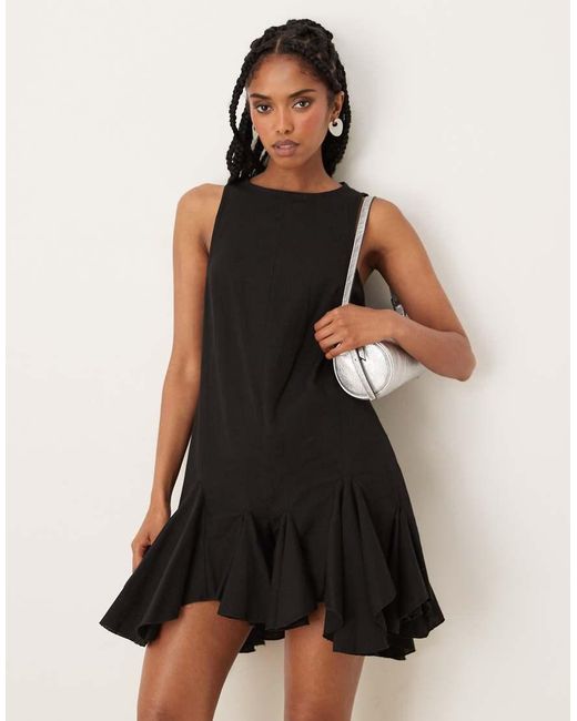 ASOS Black Sleeveless Full Godet Hem Playsuit