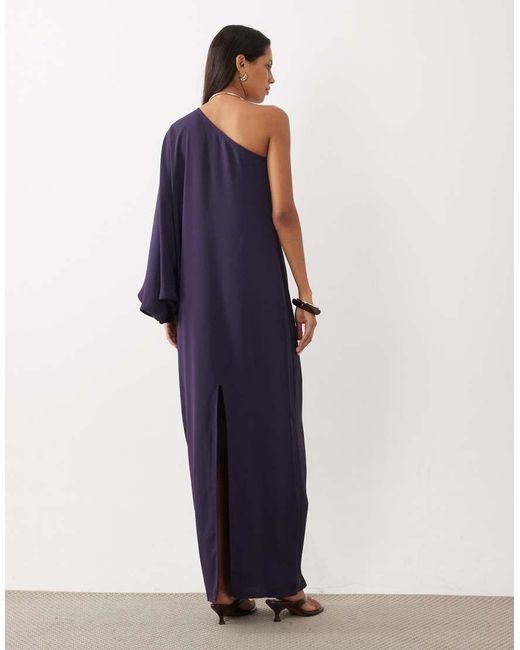 Mango Blue Hardware Detail One Shoulder Maxi Dress