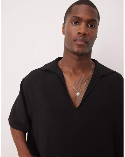 Camicia Oversize Squadrata Nera di ASOS in Black da Uomo