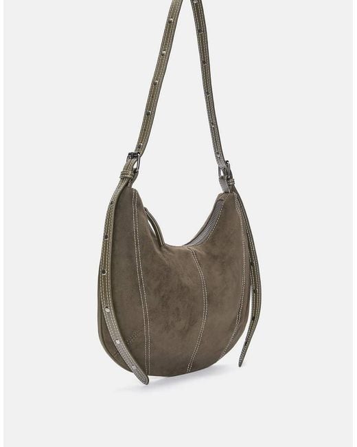 Pull&Bear Gray Shoulder Bag With Topstitching