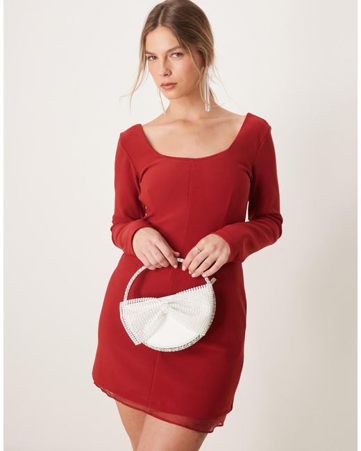 Abercrombie & Fitch Red Scoop Neck Mini Aline Dress With Sheer Insert