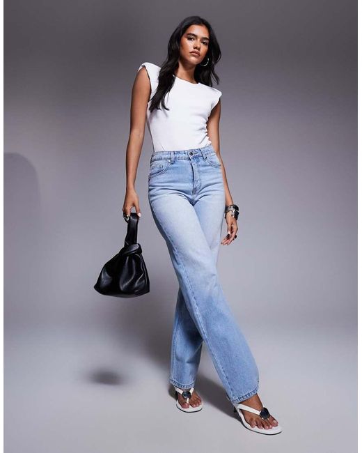 ASOS White Rib Shoulder Pad Bodysuit