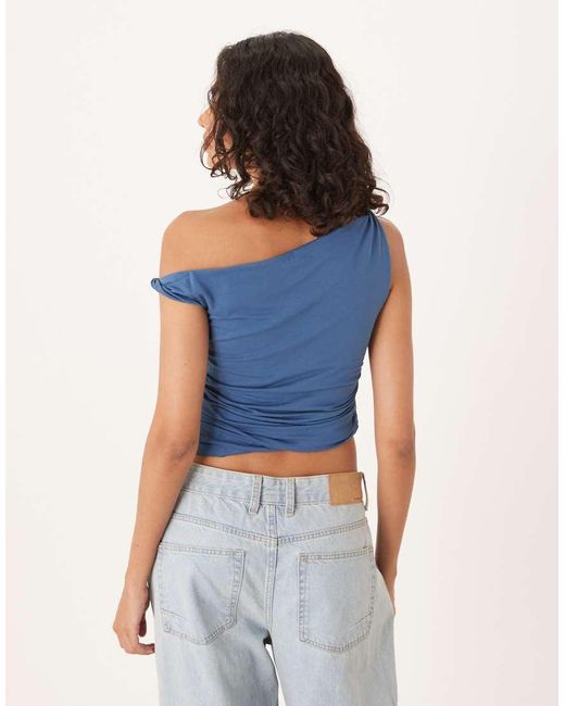 Abercrombie & Fitch Blue Asymmetric Twist One Shoulder Top