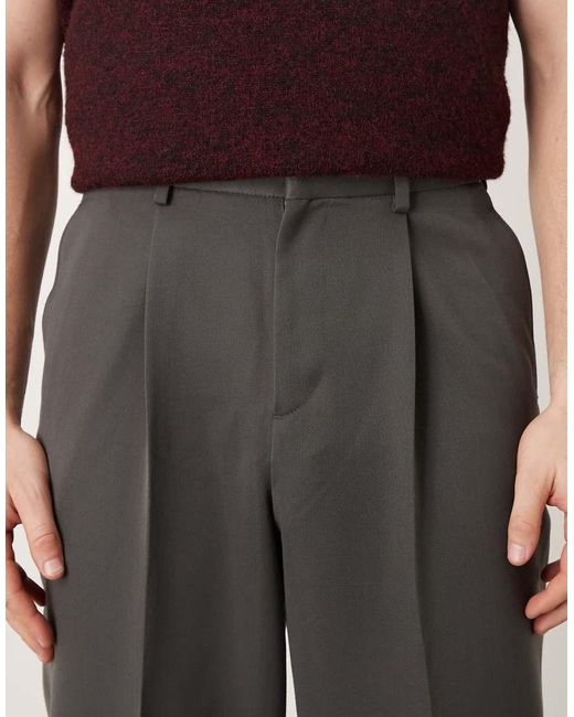 Pantalones De Vestir De Corte Tapered Holgado Con Pinzas De ASOS de hombre de color Gray