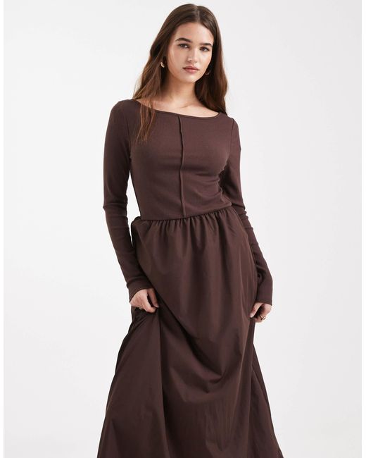 Threadbare Brown – midikleid
