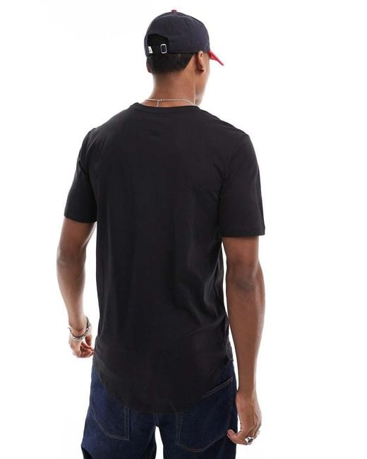 Jack & Jones Black Essentials Longline T-shirt With Curve Hem for men