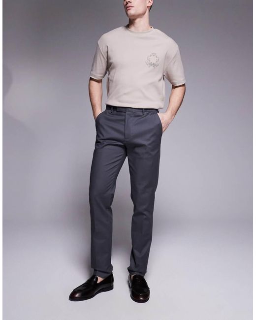 River Island Gray Tailored Chino Trousers for men