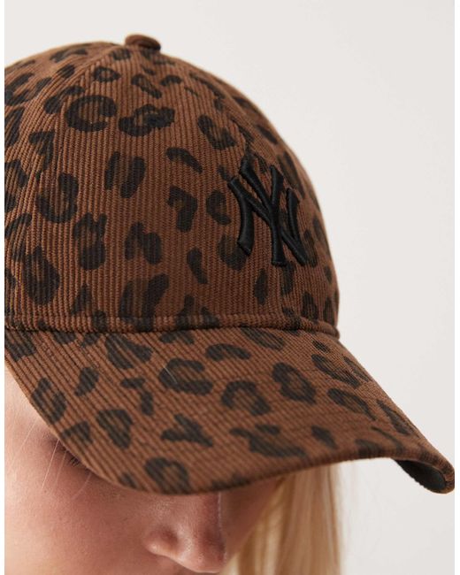 KTZ Natural Womens Ny Yankees 9twenty Leopard Print Cord Cap