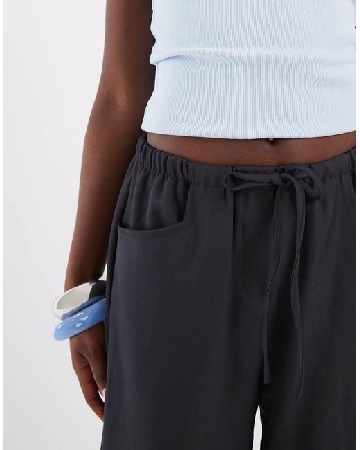 BRONZE SNAKE Blue Pull On Cargo Wide Leg Pants