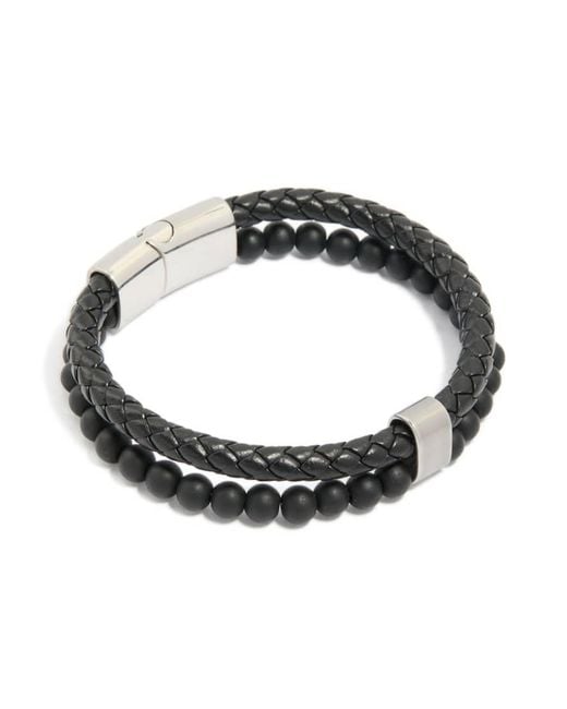Lovisa Metallic Waterproof Stainless Steel Braided & Beaded Bracelet for men