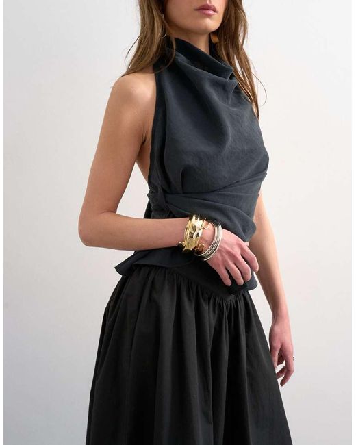 TOPSHOP Black Drop Waist Saloon Maxi Skirt