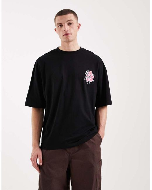 ASOS Red Oversized T-shirt With Floral Back Print for men
