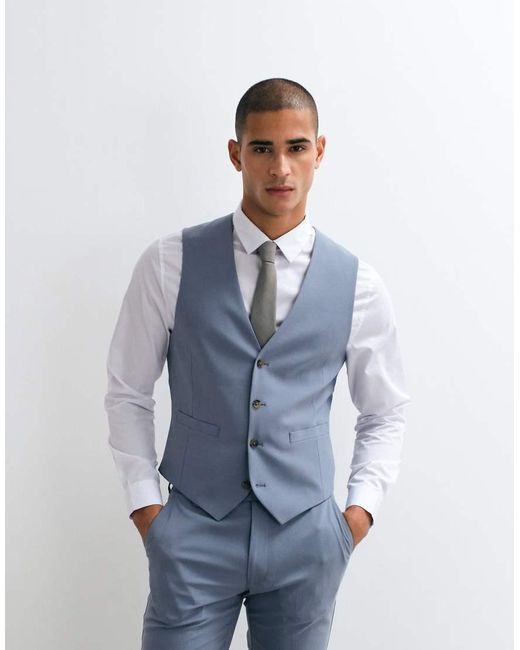 ASOS Blue Skinny Suit Waistcoat for men