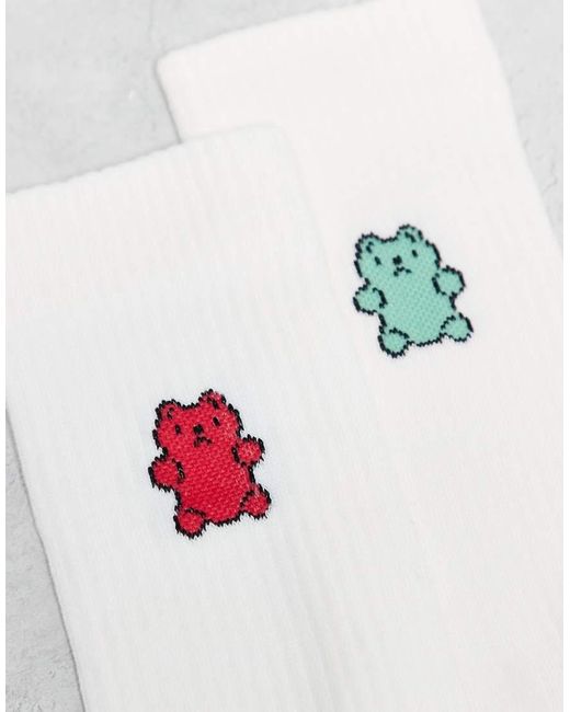 ASOS White 2 Pack Socks With Gummy Bear Graphic for men