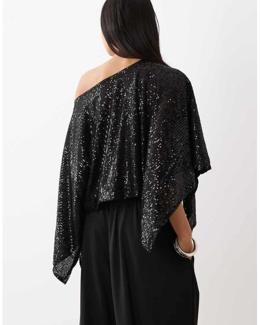 ASOS Black Sequin Cape Top
