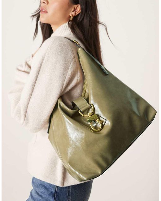 ASOS Soepele Tote Tas Met Statement-Gesp in het Natural