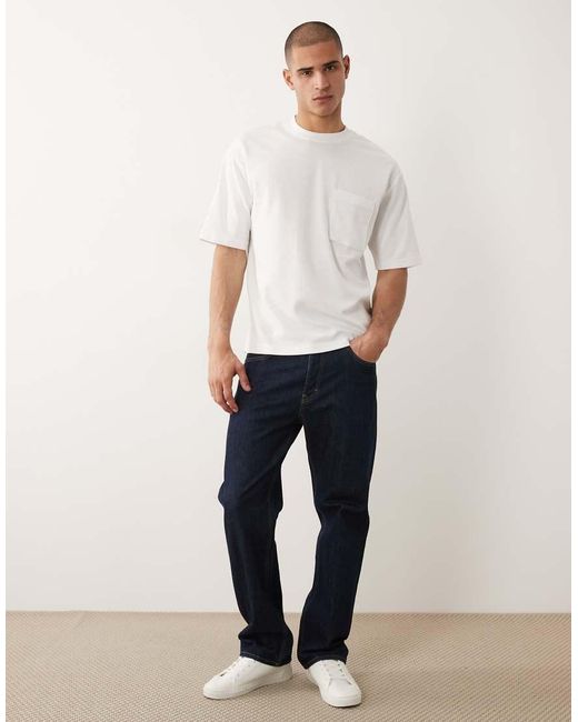SELECTED White Oversized Pocket T-shirt for men